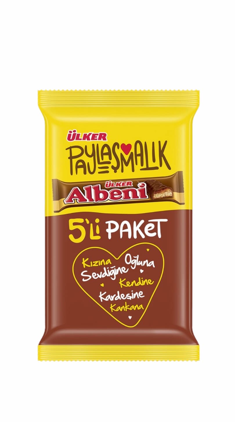 Ulker Albeni Milk Chocolate Coated Bar With Caramel And Biscuits 5-Packs 180g